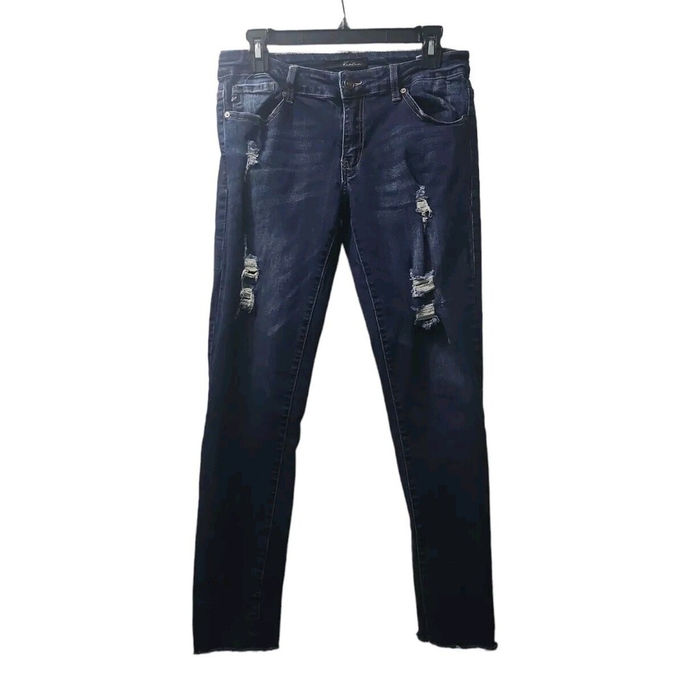 Kancan‎ Distressed Skinny Jeans Dark Wash Denim Ripped Juniors Size